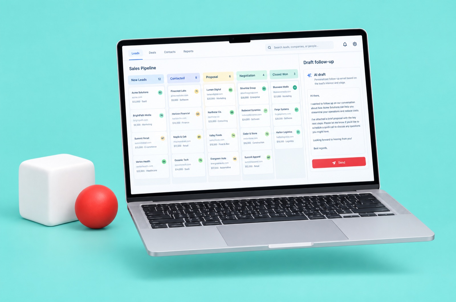 Custom CRM dashboard with AI-assisted lead scoring